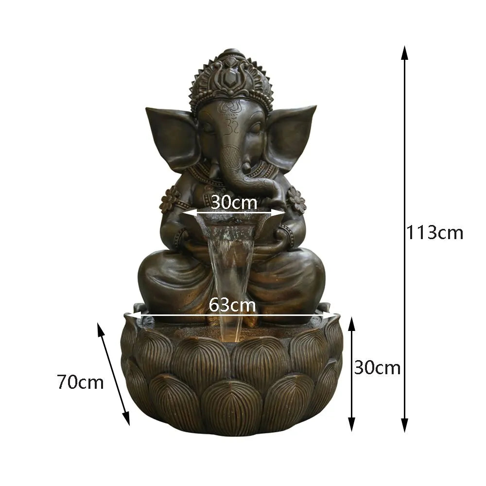 Meditating Ganesha Water Feature With LED Lights