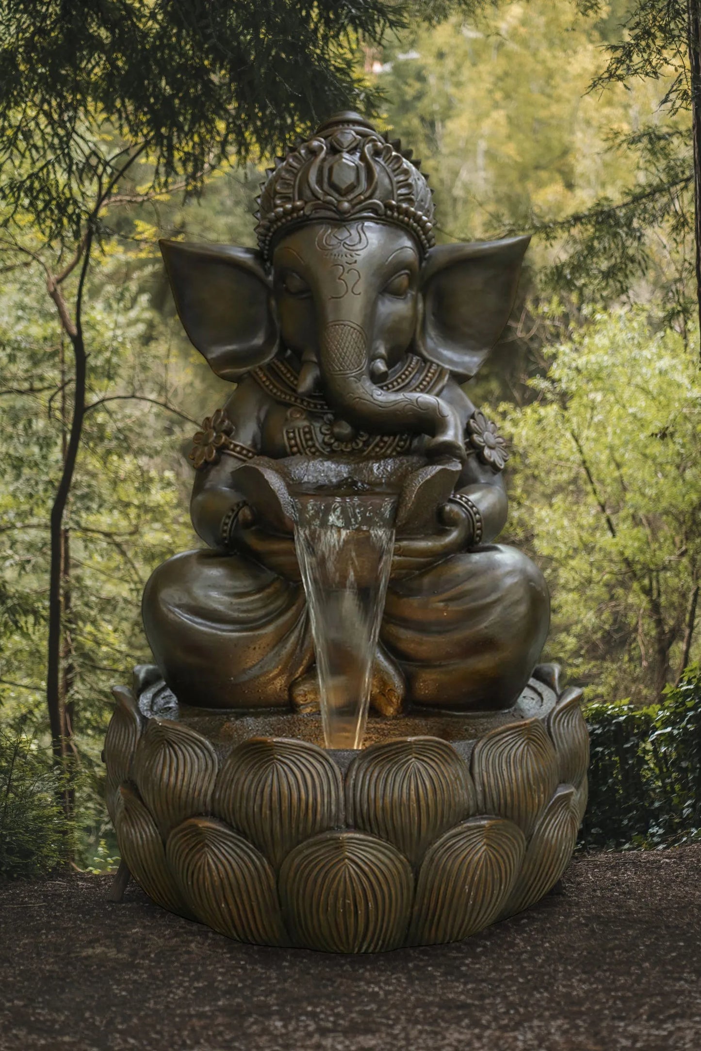 Meditating Ganesha Water Feature With LED Lights