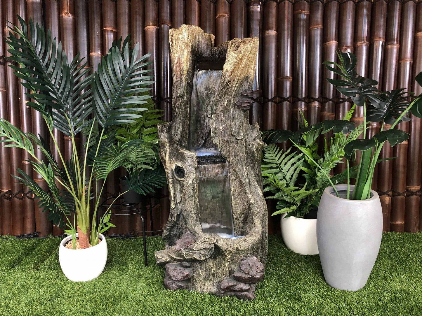 Rustic Tree Trunk LED Light Water Feature