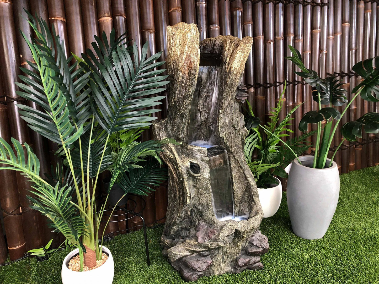 Rustic Tree Trunk LED Light Water Feature