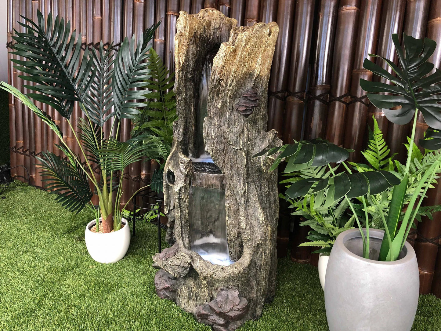 Rustic Tree Trunk LED Light Water Feature