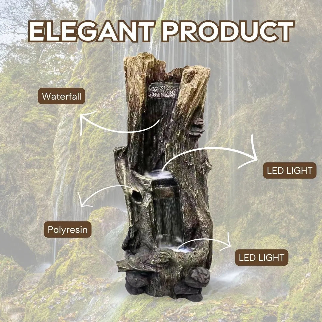 Rustic Tree Trunk LED Light Water Feature
