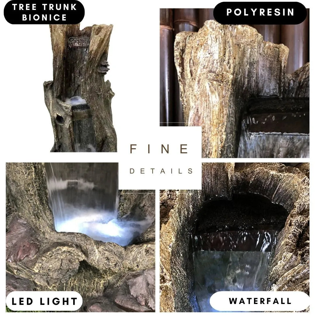 Rustic Tree Trunk LED Light Water Feature