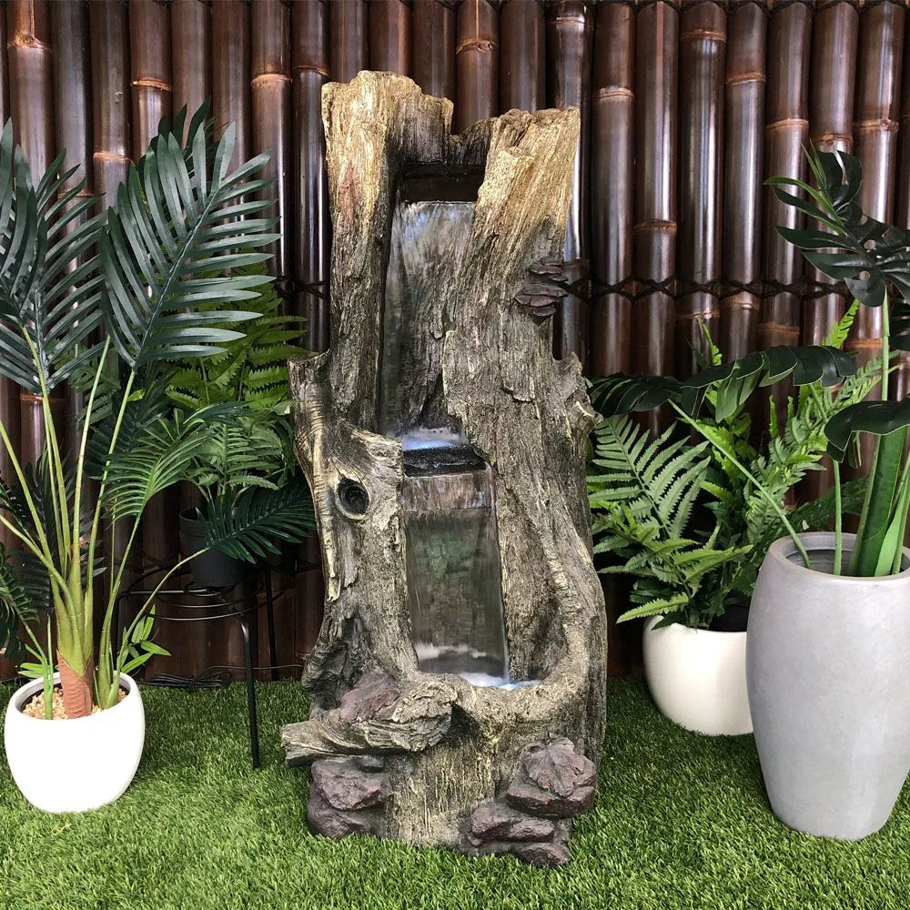 Rustic Tree Trunk LED Light Water Feature