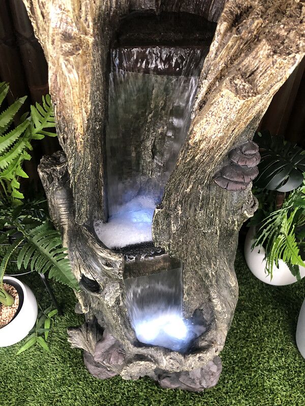 Rustic Tree Trunk LED Light Water Feature