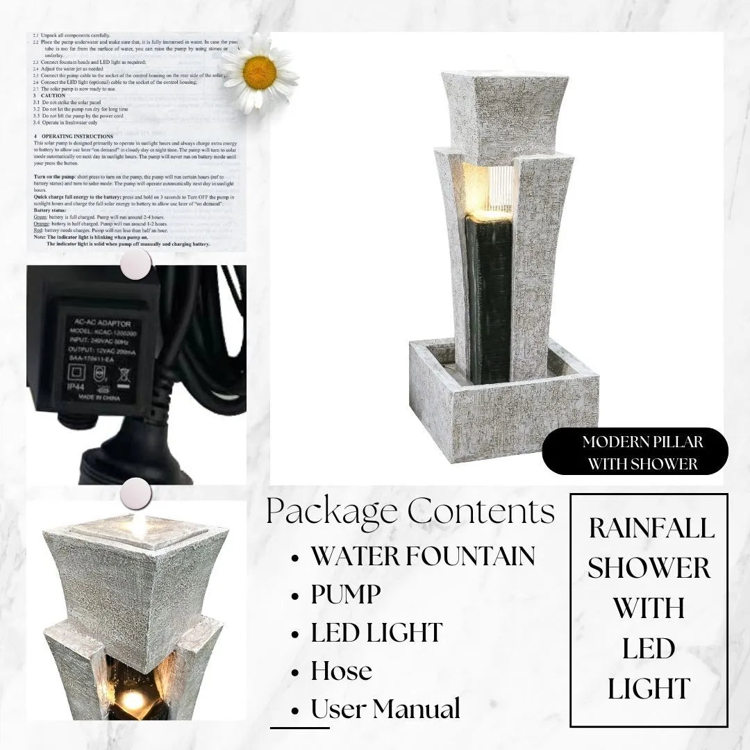 Modern Rain Curtain Water Feature With LED Light