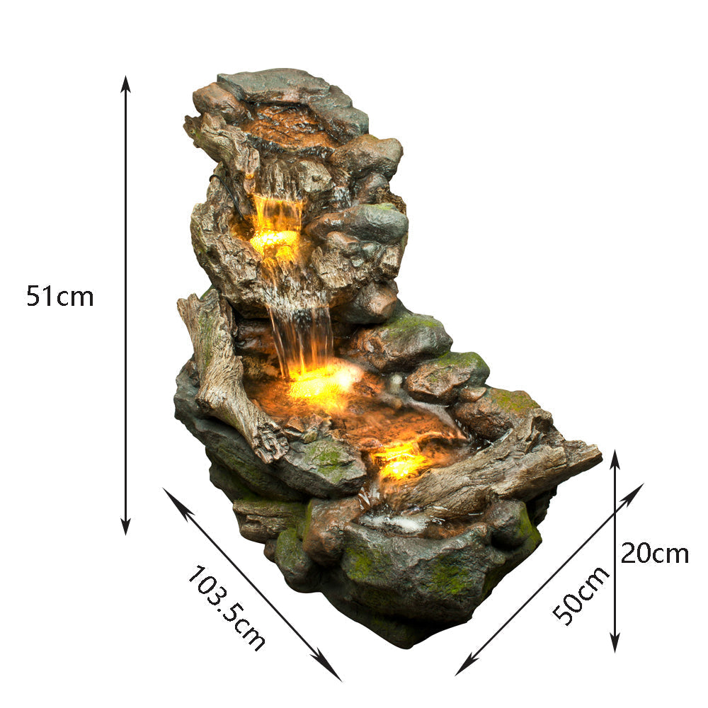 Natural Rock Creek LED Light Water Feature