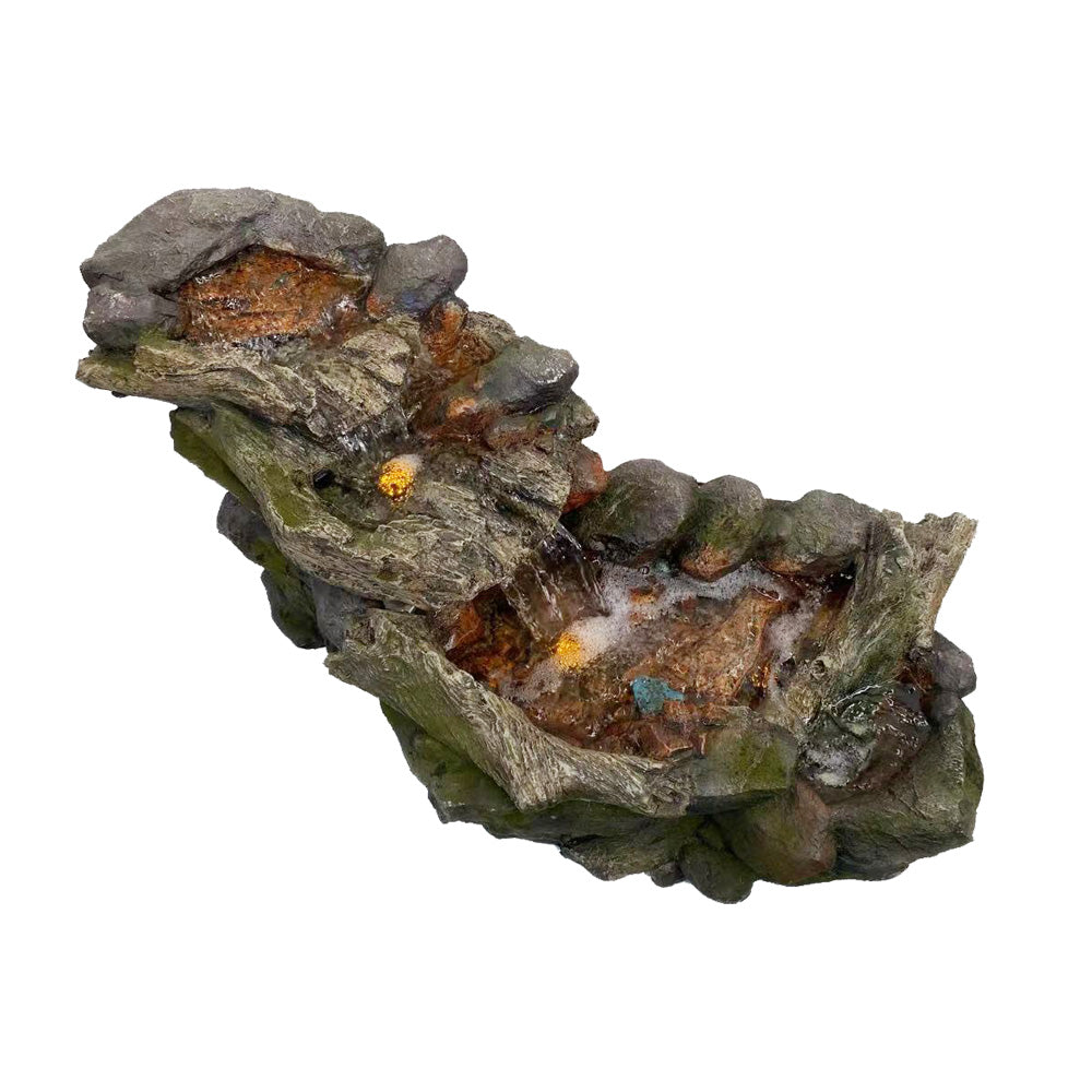 Natural Rock Creek LED Light Water Feature