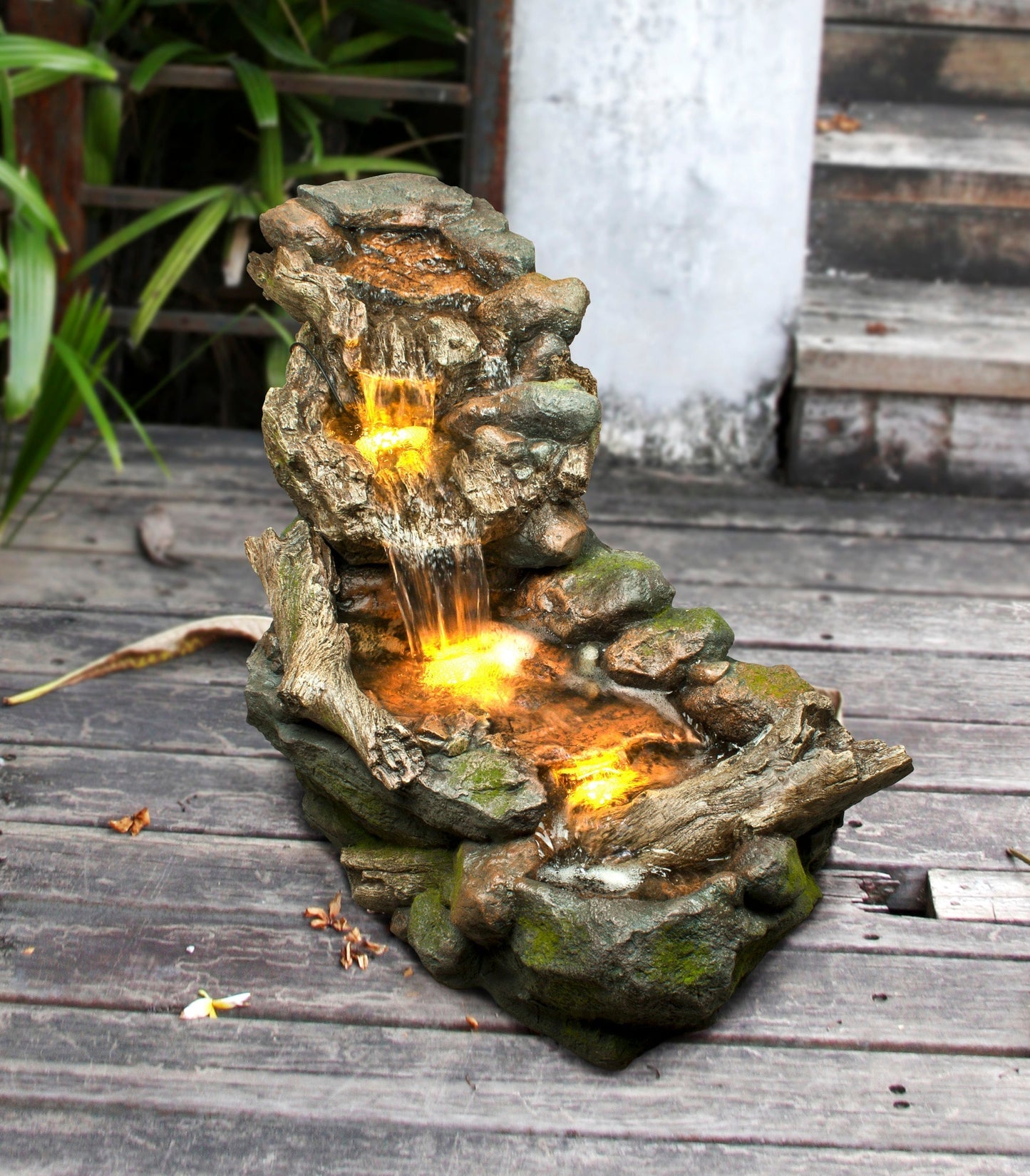 Natural Rock Creek LED Light Water Feature