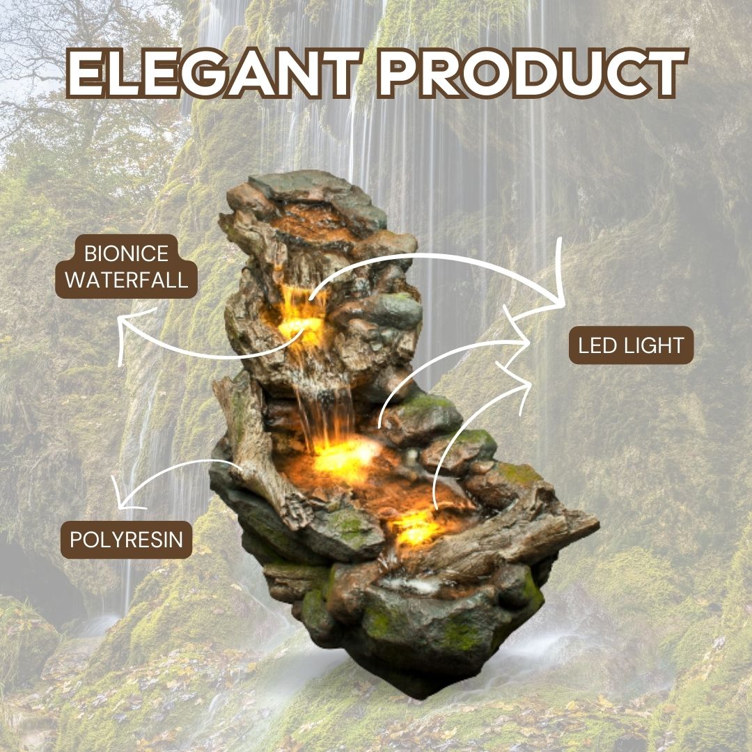 Natural Rock Creek LED Light Water Feature