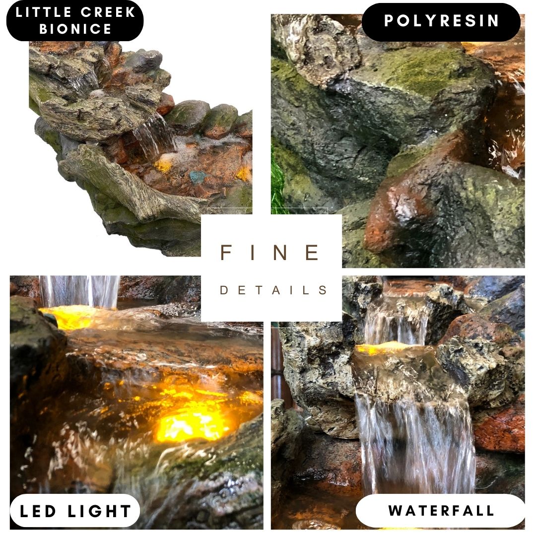 Natural Rock Creek LED Light Water Feature