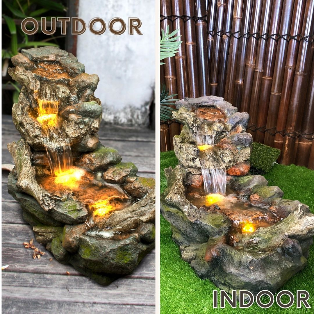Natural Rock Creek LED Light Water Feature